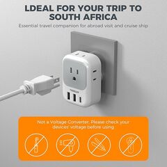 South Africa Plug Adapter 2 Pack, TESSAN Type M Power Adapter with 4 AC Outlets 3 USB Ports(1 USB C), Adaptor US to Botswana Namibia Nepal Bhutan