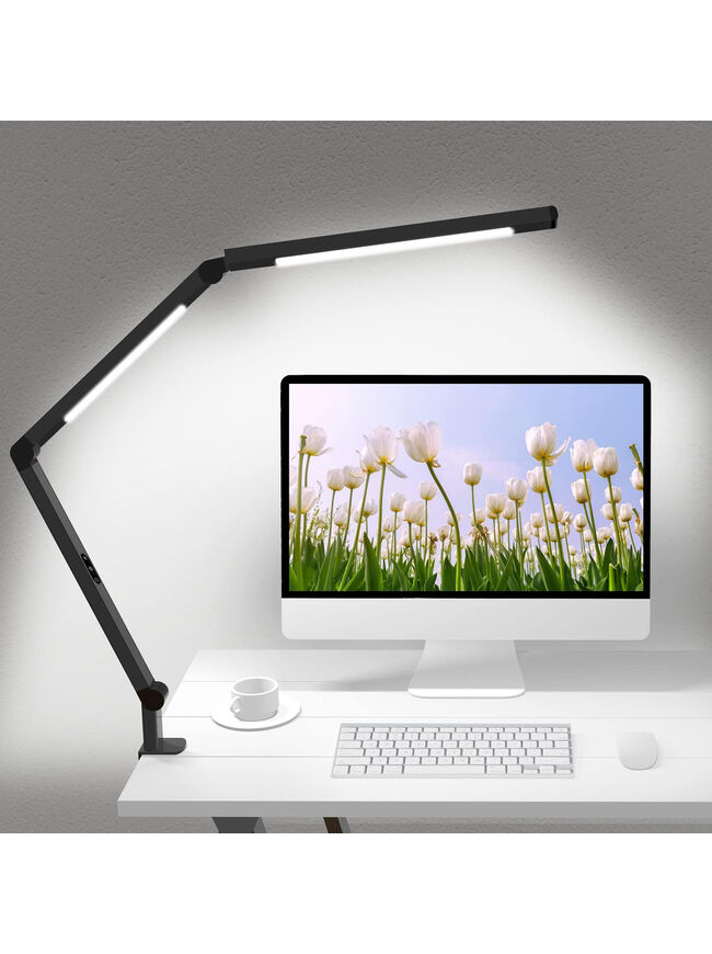 Micomlan LED Desk Lamp with Clamp, Architect Desk Lamp with Dual Light