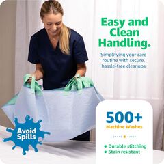 Improvia Positioning Bed Pad 34"x52" with 8 Reinforced Handles, Quick-Drying, Washable, Waterproof, Reusable, Mattress Protection, For Lifting, Turning, Transfering, Elderly and Incontinence patients.