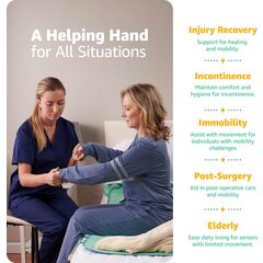 Improvia Positioning Bed Pad 34"x52" with 8 Reinforced Handles, Quick-Drying, Washable, Waterproof, Reusable, Mattress Protection, For Lifting, Turning, Transfering, Elderly and Incontinence patients.
