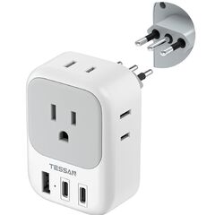 TESSAN Italy Travel Plug Adapter, Type L Adapter for Travel with 4 Outlets 3 USB (2 USB-C), Power Adaptor for US to Italy Chile Rome Uruguay Milan Libya