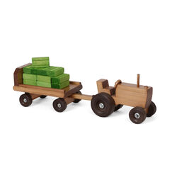 American Made Wooden Tractor and Wagon w/ Hay Bales - Several Color Options