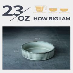 famiware Star Cereal Bowl Set, Soup Bowls Set of 6, Double Reactive Glaze, Stackable, 23 oz Deep Bowls Suitable for Cereal, Popcorn, Oatmeal, Dessert - Dishwasher and Microwave Safe, Smoky Blue