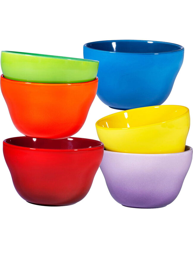 Bruntmor 8 oz Porcelain Bowls Set of 6 - for Ice Cream, Dessert, Soup, Small Side Dishes, Salad, Cereal, Rice - Microwave, Dishwasher and Oven Safe - Gradient Colors