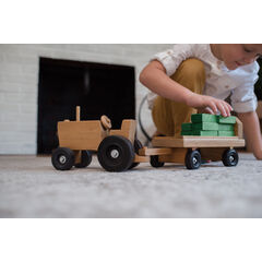 American Made Wooden Tractor and Wagon w/ Hay Bales - Several Color Options