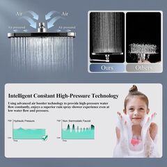 12 Inch Shower Head With Handheld Combo, High-Pressure Rain/Rainfall Shower Heads With 3+1 Settings Handheld Spray, Including 3-Way Diverter, Extension Arm - Height/Angle Adjustable(Chrome)