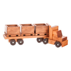 American Made Wooden Toy - Truck with Skid Trailer - Harvest