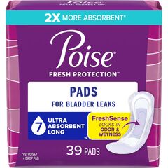 Poise Incontinence Pads & Postpartum Incontinence Pads, 7 Drop Ultra Absorbency, Long Length, 39 Count, Packaging May Vary