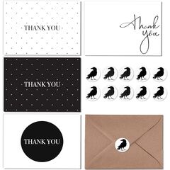 Thank you cards with kraft envelopes and stickers, pack of 100 psc, 4x6 inch, 4 designs, suitable for business, wedding, bridal & baby shower, funeral