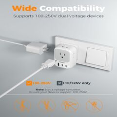 TESSAN Italy Travel Plug Adapter, Type L Adapter for Travel with 4 Outlets 3 USB (2 USB-C), Power Adaptor for US to Italy Chile Rome Uruguay Milan Libya