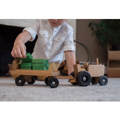 American Made Wooden Tractor and Wagon w/ Hay Bales - Several Color Options