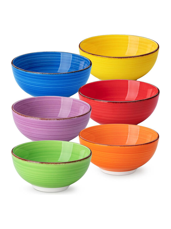 vancasso Bonita 12 Oz Small Bowls Set of 6, Ceramic Mini Dessert & Dipping Dishes, 5" Kids Bowls for Dip and Snacks, Microwave Safe Multicolor