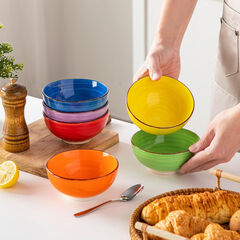 vancasso Bonita 12 Oz Small Bowls Set of 6, Ceramic Mini Dessert & Dipping Dishes, 5" Kids Bowls for Dip and Snacks, Microwave Safe Multicolor