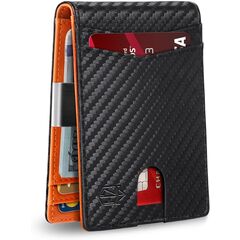 Zitahli Slim Bifold Leather Wallet with 12 Card Slots an ID Window and Money Clip