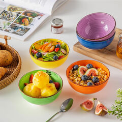 vancasso Bonita 12 Oz Small Bowls Set of 6, Ceramic Mini Dessert & Dipping Dishes, 5" Kids Bowls for Dip and Snacks, Microwave Safe Multicolor