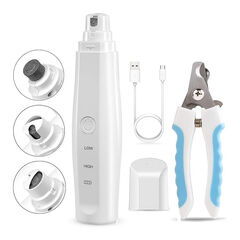 Dog Nail Grinder Upgraded Professional 2-Speed Rechargeable Electric Pet Nail Trimmer Painless Paws Grooming & Smoothing for Small Medium Large Dogs & Cats Nail Trim (White)