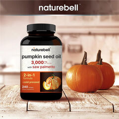 NatureBell Virgin Pumpkin Seed Oil 3,000mg Per Serving, 240 Softgels_Exp 09/2026