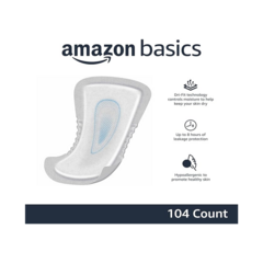 Amazon Basics Men's Incontinence Guards, Maximum Absorbency, 104 Count, (2 Packs of 52)