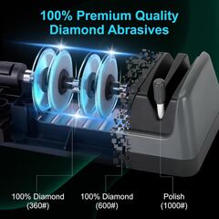 Upgrade 5 in 1 Electric Knife Sharpener with LCD Screen, 3 Rotational Speed Adjustable, 100% Diamond Abrasives, knife sharpener for Straight, Serrated, Meat Cleaver, Ceramic Knives & Scissors, Gray