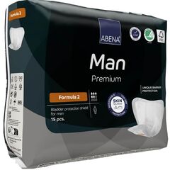 Abena Man Premium Incontinence Guards, (Sizes 0 to 2) Formula 2, 15 Count