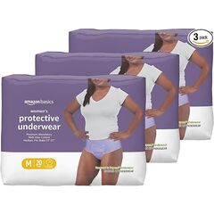 Amazon Basics Incontinence Underwear for Women, Protective, Disposable, Postpartum, Maximum Absorbency, Medium, Lavender, 60 Count (3 Packs of 20)