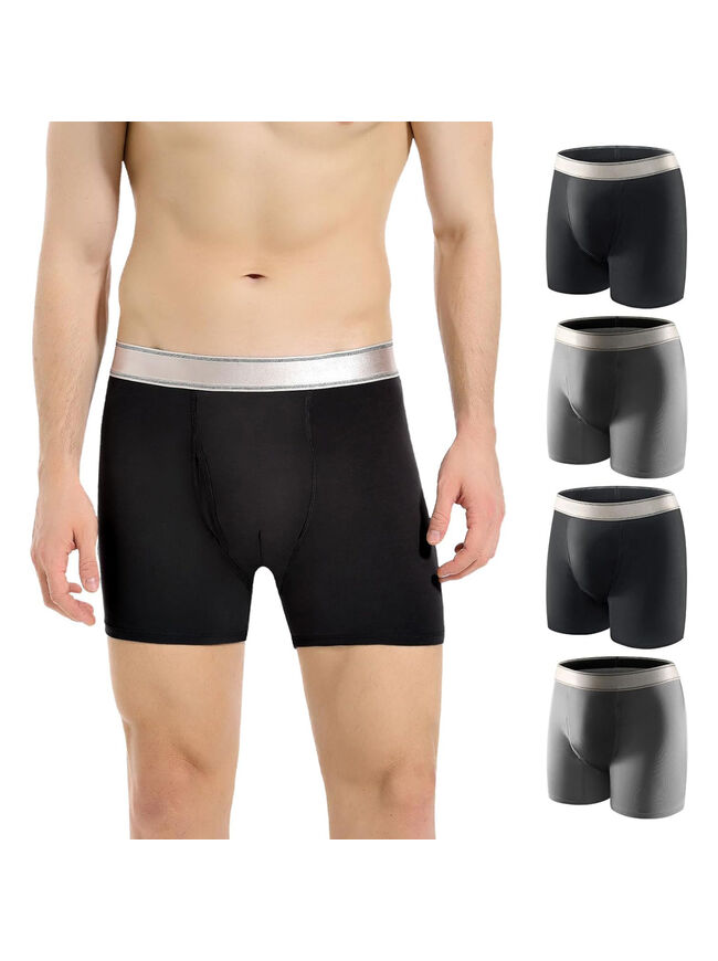 Carer Men's Washable Incontinence Boxer Briefs, 150ml Absorb, 4pk M (Black/Gray)