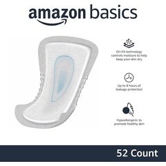 Amazon Basics Men's Incontinence Guards, Maximum Absorbency, 52 Count, (1 Pack of 52)