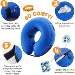 BENCMATE Protective Inflatable Collar for Dogs and Cats - Blue (Choose size)