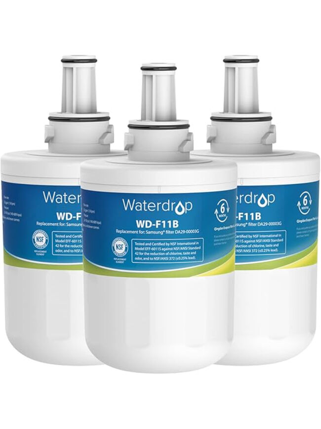 (3 pack) Waterdrop DA29-00003G Refrigerator Water Filter, Replacement for Samsung®, DA29-00003B, DA29-00003A, Aqua-Pure Plus, HAFCU1, RFG237AARS, FMS-1, RS22HDHPNSR, RSG257AARS (Package May Vary)