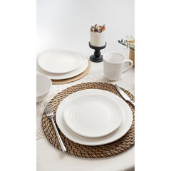 Famiware Dinner Plates, 10.25 Inch Plate Set for 6, Reactive Glaze Speckled Hand-made Ceramic Plates, Microwave & Dishwasher Safe, Scratch Resistant, Twilight Series, White