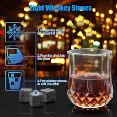 Whiskey Stones Gifts for Men, Whiskey Glasses Set of 2 with Chilling Rocks