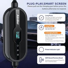 AIMILER Level 2 Tesla Charger(Wireless WiFi APP), 240V, 32 Amp, NEMA 14-50 Plug, 25ft Cord - Portable/Home NACS Connector Electric Car(EV) Charger for Tesla - Compatible with Tesla Model X/Y/3/S