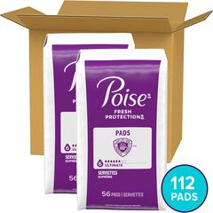 Poise Incontinence & Postpartum Pads for Bladder Leaks, 6 Drop Ultimate Absorbency, Regular Length, 112 Count, Packaging May Vary