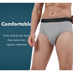 AIRCUTE Men Urinary Incontinence Underwear Washable Super Absorbency Briefs for Bladder Leak 160 ML 3 Pack (3 Gray, 3X-Large)