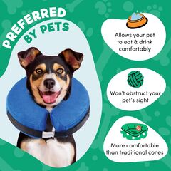 BENCMATE Protective Inflatable Collar for Dogs and Cats - Blue (Choose size)