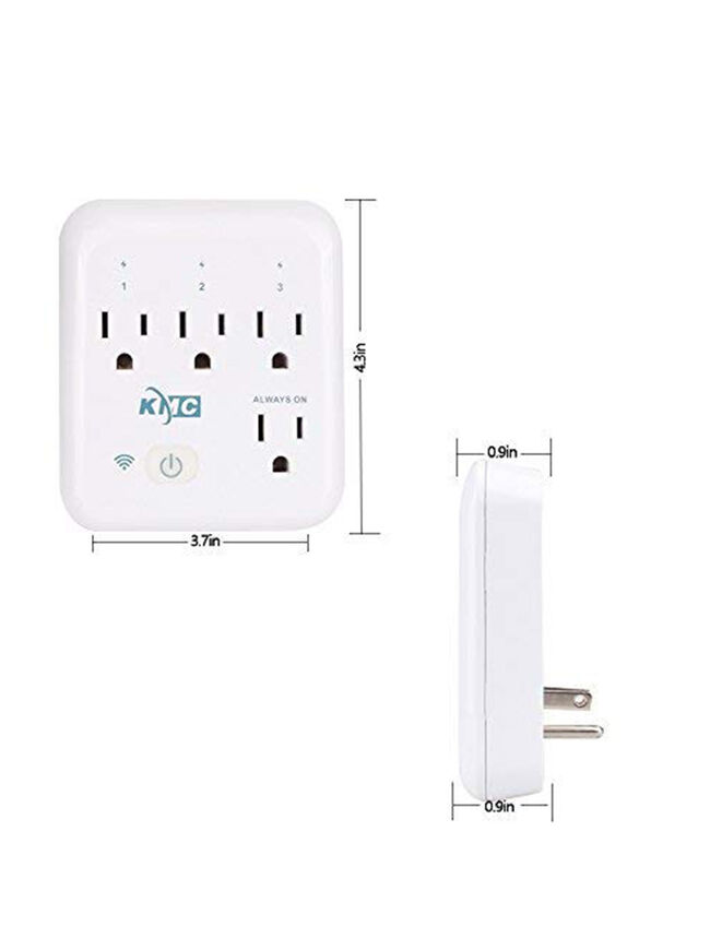 KMC Smart Tap, 4-Outlet Smart Plug WiFi Outlet Wall Tap, Energy Monitoring, Works with Alexa and Google Home, Remote Control Your Devices from Anywhere, No Hub Required, ETL Certified, White