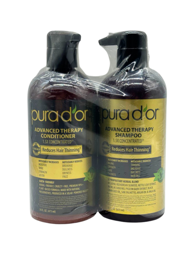 PURA D'OR Advanced Therapy Biotin Shampoo and Conditioner Hair Care Set - Each 16 oz