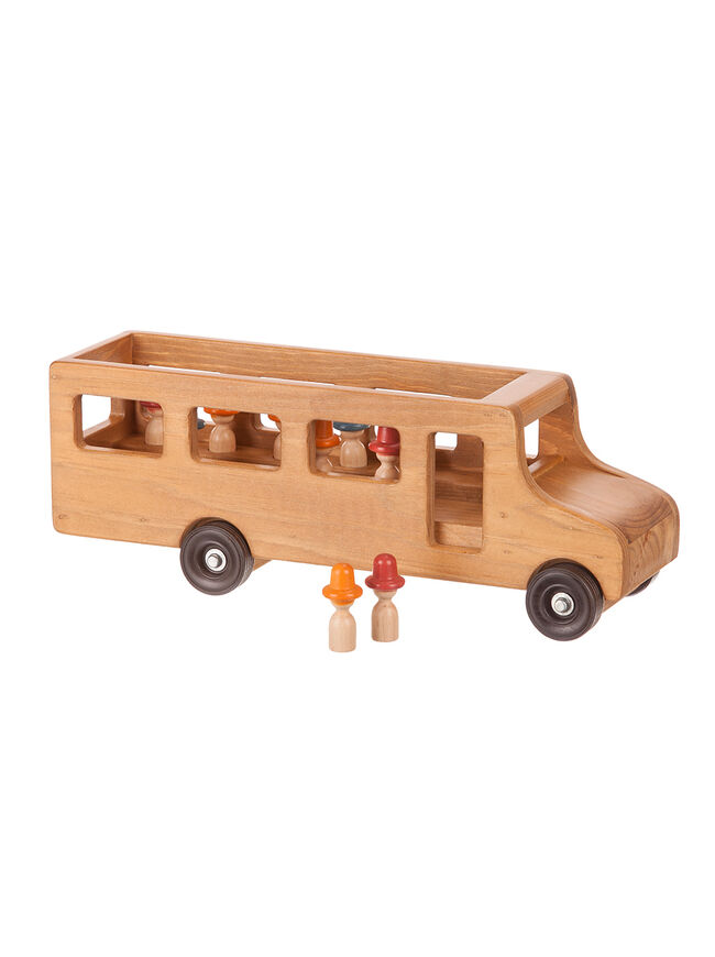 American Made Wooden Toy - School bus with people - Several Color Options