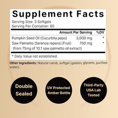 NatureBell Virgin Pumpkin Seed Oil 3,000mg Per Serving, 240 Softgels_Exp 09/2026