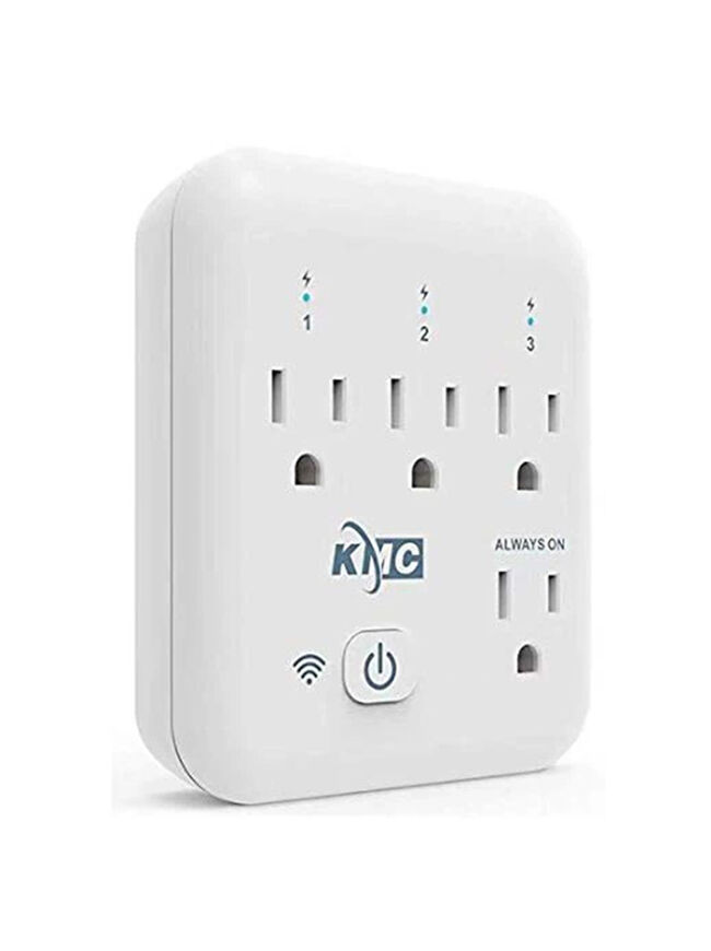 KMC Smart Tap, 4-Outlet Smart Plug WiFi Outlet Wall Tap, Energy Monitoring, Works with Alexa and Google Home, Remote Control Your Devices from Anywhere, No Hub Required, ETL Certified, White