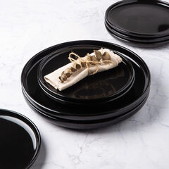 AmorArc Ceramic Dinner Plates Set of 6,10.5 inch Stoneware plates for Kitchen, Dinnerware Dishes set- Microwave,Dishwasher Safe,Scratch Resistant -Black