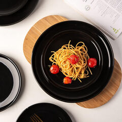 AmorArc Ceramic Dinner Plates Set of 6,10.5 inch Stoneware plates for Kitchen, Dinnerware Dishes set- Microwave,Dishwasher Safe,Scratch Resistant -Black