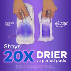 Always Discreet Adult Incontinence Pads for Women, Moderate Absorbency, Regular Length, Postpartum Pads, 66 CT