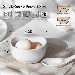 DOWAN 10 OZ Ice Cream Bowls - 4.25" Ceramic Dessert Bowl Set of 6 - Porcelain Small Bowls, Bouillon Cups for Side Dishes, Ice Cream, Oatmeal, Fruit, Portion Control - Dishwasher Microwave Safe