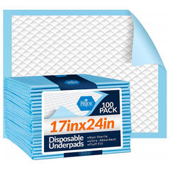 Medpride Disposable Underpads 17''x24'' (100-Count) - Incontinence/Bed/Puppy
