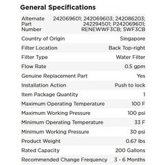 Frigidaire WF3CB Puresource3 Refrigerator Water Filter, White, 1 Count (Pack of 1)