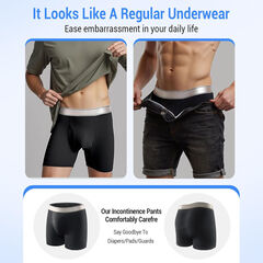 Carer Men's Washable Incontinence Boxer Briefs, 150ml Absorb, 4pk M (Black/Gray)