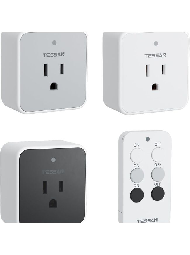 Remote Control Outlet, TESSAN 3 Pack Wireless Remote Light Switch, On Off Switch Plug for Lights, Lamps, Fans, Household Appliances, 100ft RF Range, 15A/1875W(3 Outlet)