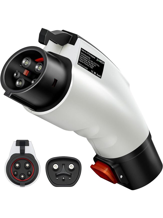 Tesla to J1772 Charging Adapter, Max 60A & 250V AC, White