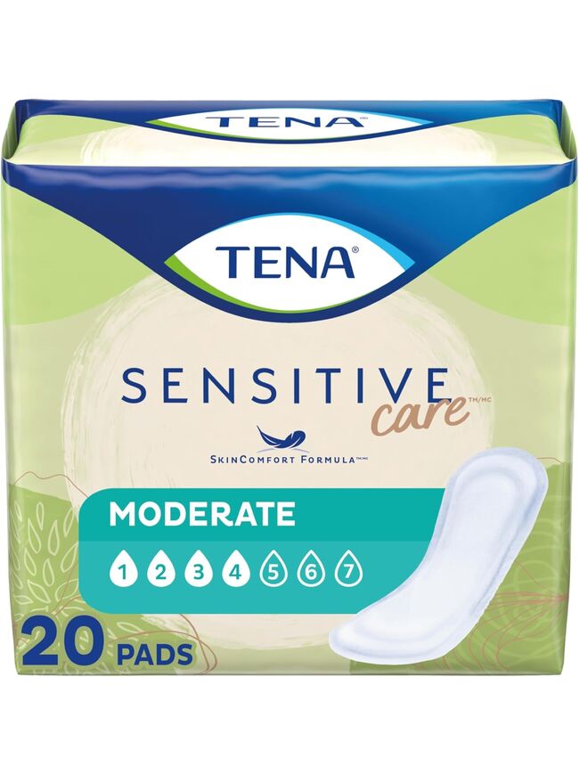 TENA Sensitive Care Incontinence Pads for Women Moderate, Bladder Control Pads, 20 Count